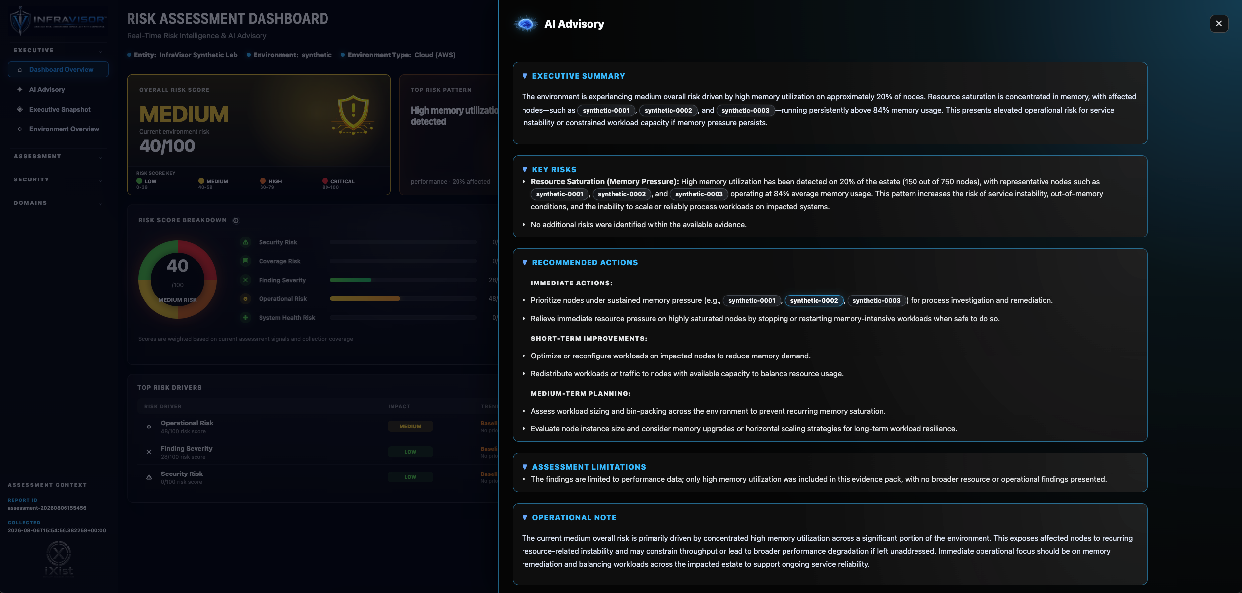 InfraVisor AI Advisory with prioritized remediation guidance